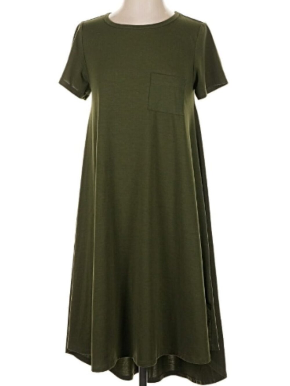 LuLaRoe Carly Forest Green Pocket T-Shirt Midi Swing Dress Women's XS